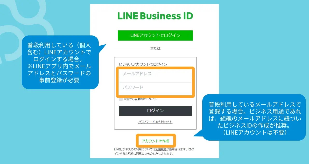 LINE Business ID 画面LINE広告のアカウント登録方法